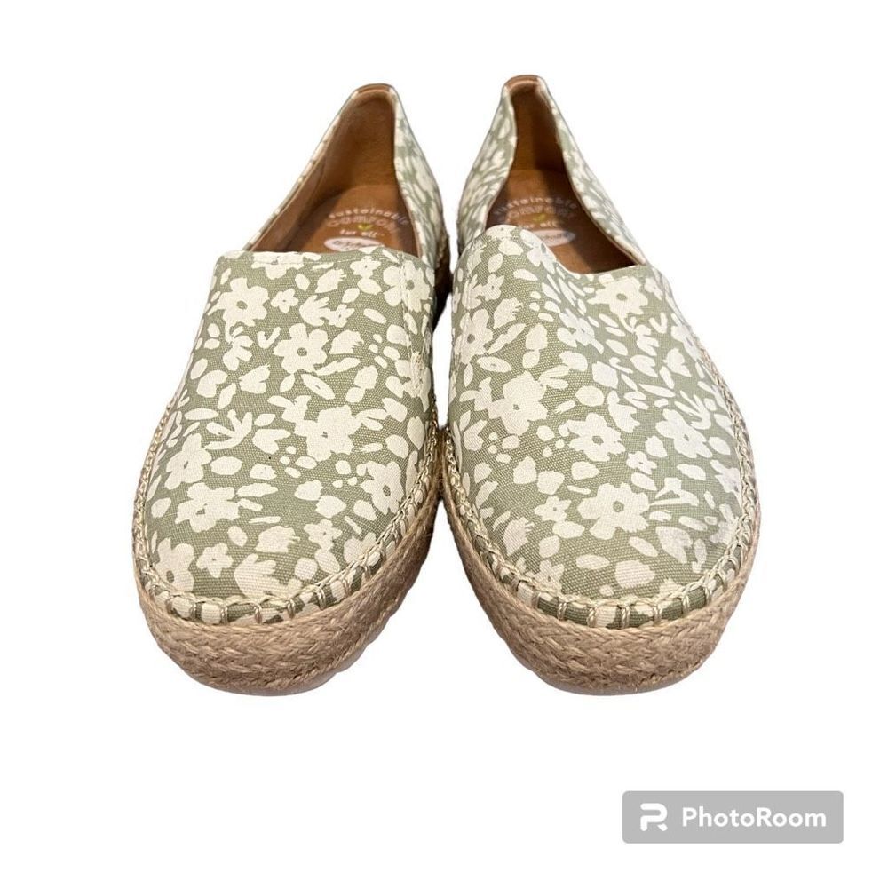 Dr Scholl’s Green and White Floral Slip On Espadrille Shoes Size 6 NEW - Picture 4 of 9